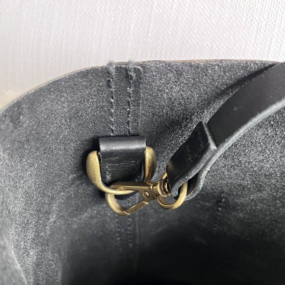 Madewell Medium Transport Tote Black Leather Open Top Shoulder Bag Classic - Picture 12 of 14